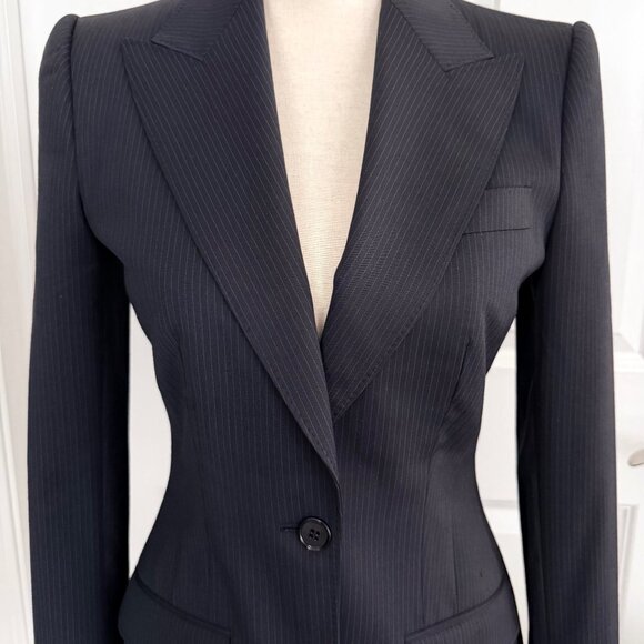 DOLCE & GABBANA BLACK PINSTRIPED BLAZER - IT 40 - Picture 10 of 11